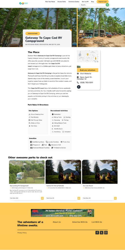 Go Camping America Website Preview